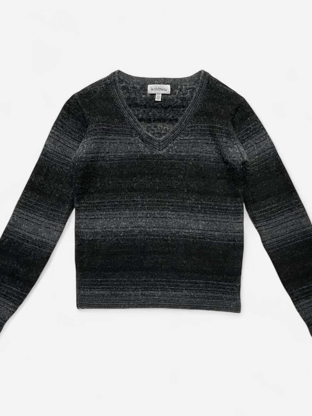 Vintage 00s Wool Blend Striped Knit Sweater | Grey | Size XS